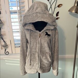Cozy Gray Hooded Zip-Up Jacket